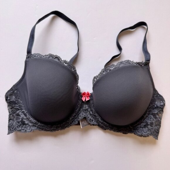 Victoria's Secret Bra Dream Angels Lined Demi Gray Pink Satin Silver Label 34C - Picture 10 of 10